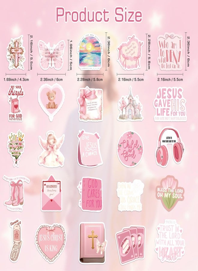 APUDWN 200 Pcs Pink Bible Verse Stickers, Inspirational Christian Stickers for Girl Women, Waterproof Christian Jesus Scripture Quotes Decal Decoration Praise God Religious Faith Based Gifts - Image 3